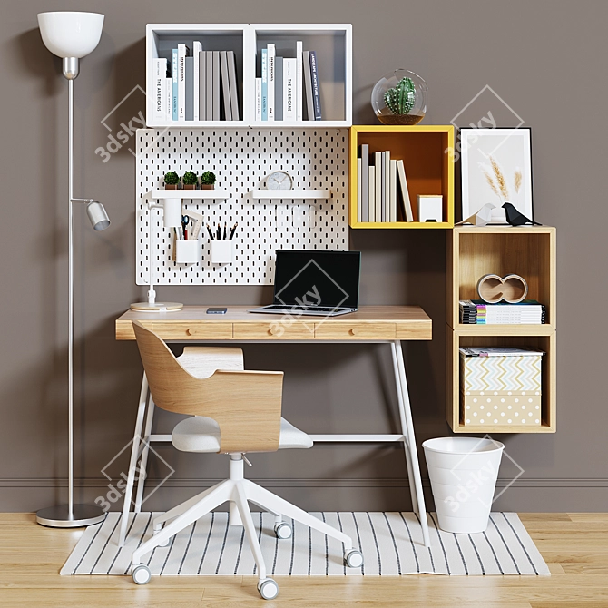 Modern Office Set: IKEA Workplace Decor 3D model image 1