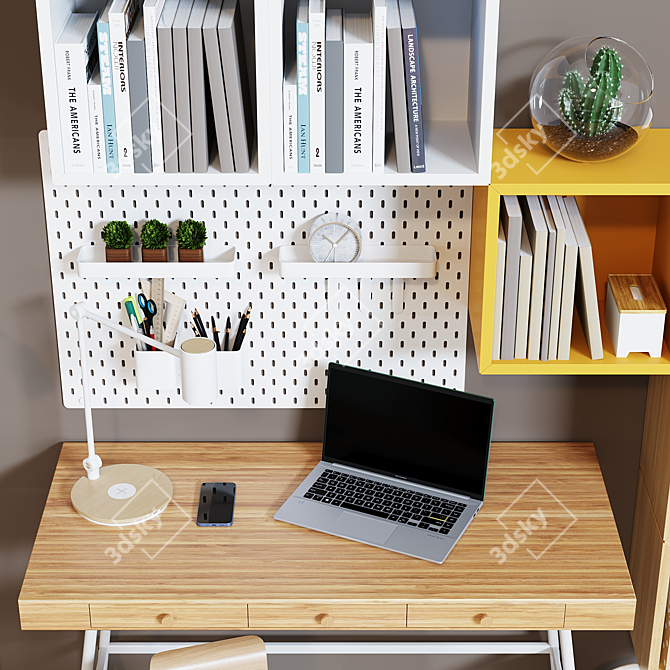 Modern Office Set: IKEA Workplace Decor 3D model image 2