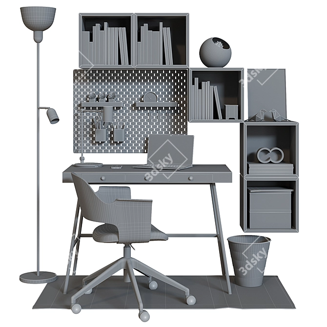 Modern Office Set: IKEA Workplace Decor 3D model image 5