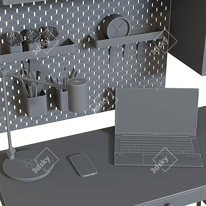 Modern Office Set: IKEA Workplace Decor 3D model image 6