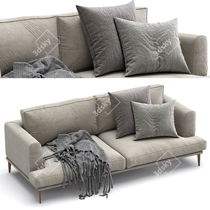 Contemporary Alexis Sofa: Modern Comfort in Millimeters 3D model image 2