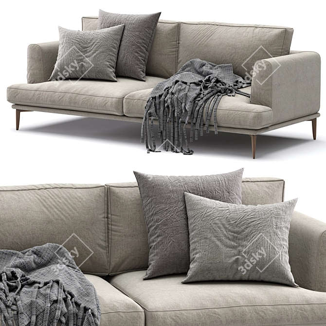 Contemporary Alexis Sofa: Modern Comfort in Millimeters 3D model image 5