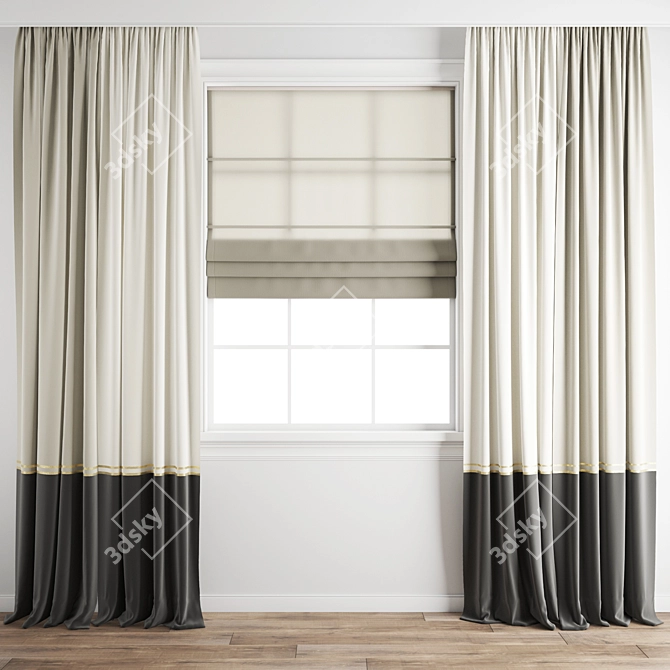 Premium Poly Curtain Model 3D model image 1