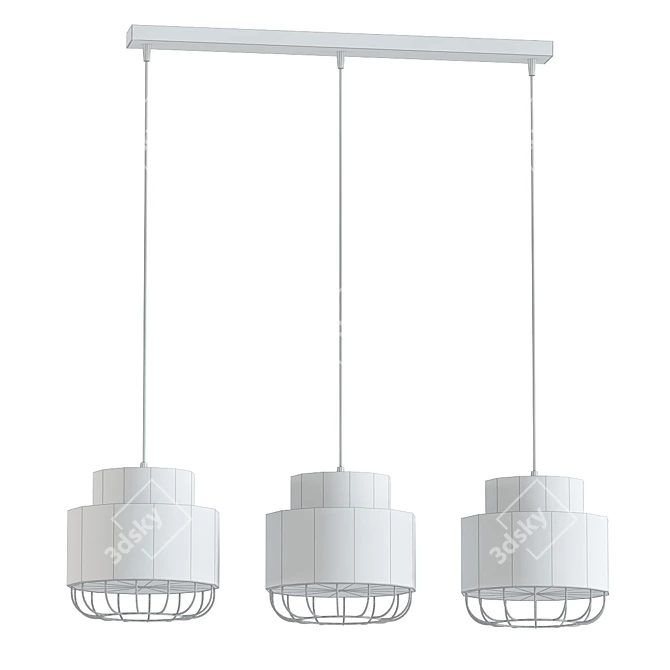 Industrial Pendant Lamp with Three Bulbs 3D model image 2