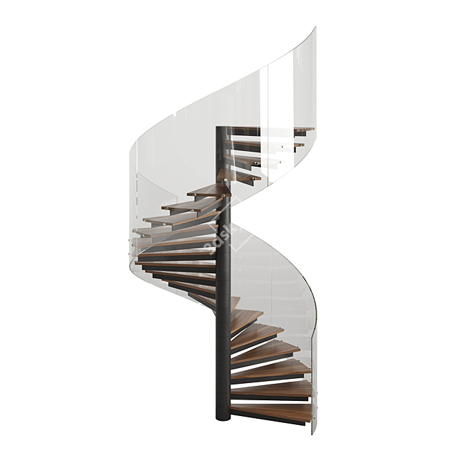 Sleek Spiral Staircase 3 3D model image 1