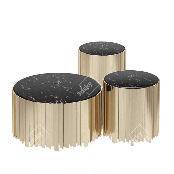 Gold Empire Round Coffee Table Set 3D model image 1