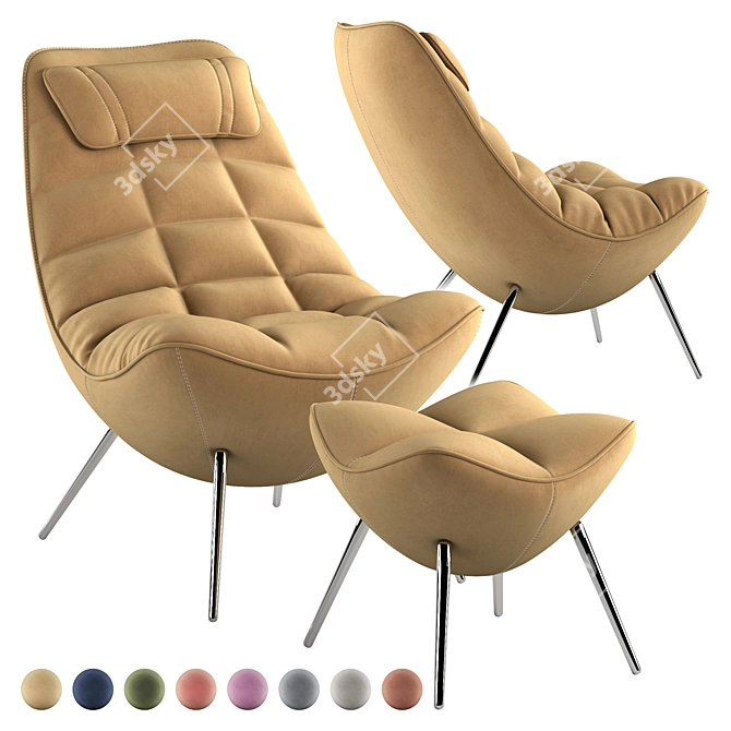 Lulea Armchair: Stylish, Comfortable, and Versatile 3D model image 1