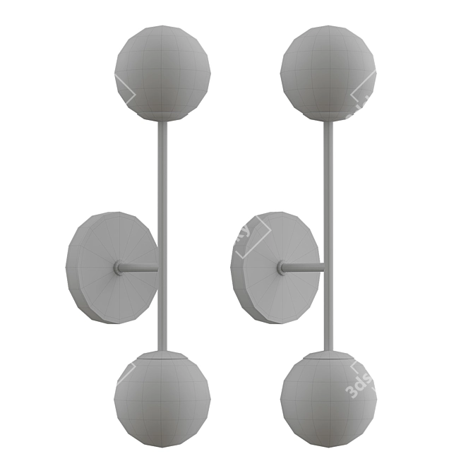 Contemporary 2-Light Ball Wall Sconce 3D model image 2