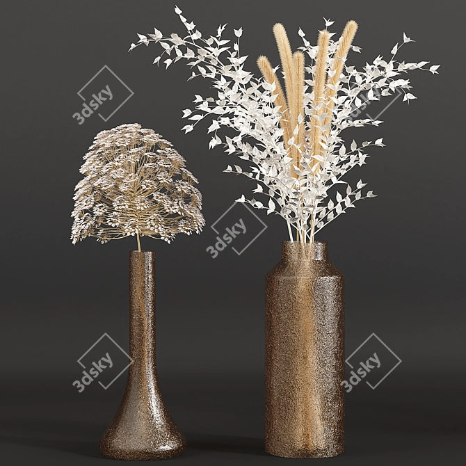 Elegant Dried Pampas Bouquet 3D model image 2