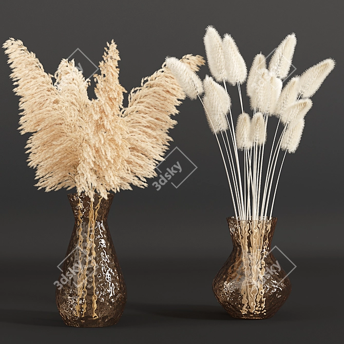 Elegant Dried Pampas Bouquet 3D model image 3