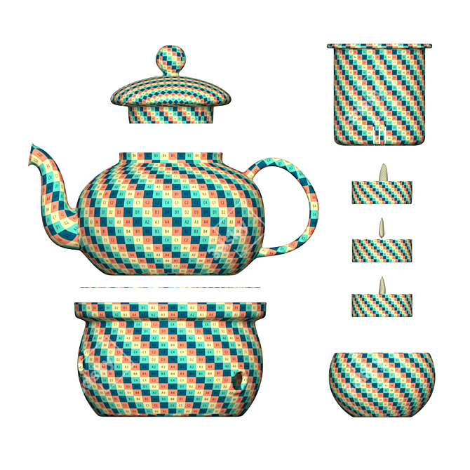 Elegant Porcelain Tea Set 3D model image 5