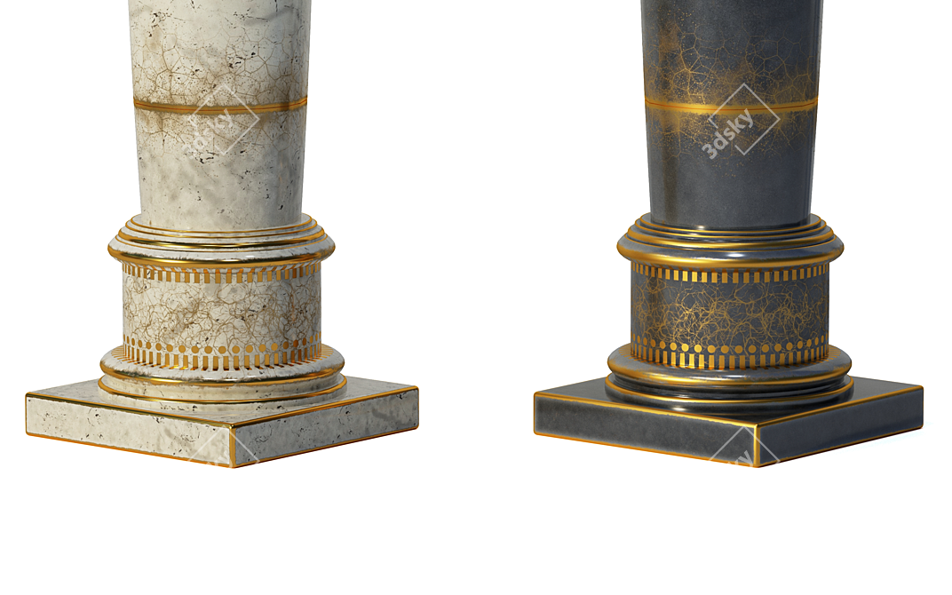 Elegant Classic Column: Black & Gold | White & Gold 3D model image 4