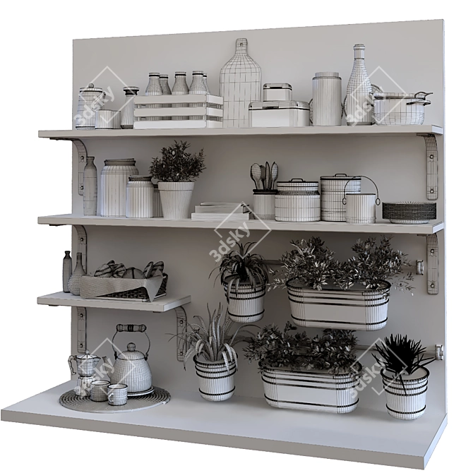Modern Kitchen Decor Set 3D model image 7