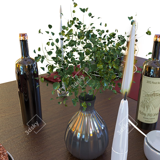 Sleek Dining Table Set 01 3D model image 4