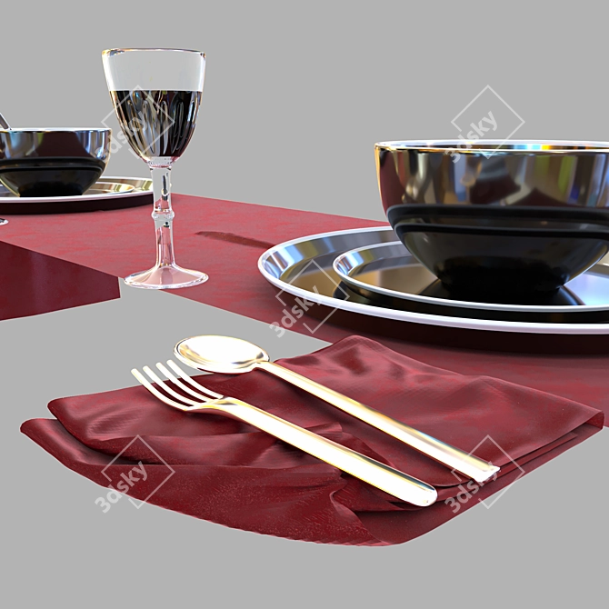 Sleek Dining Table Set 01 3D model image 9