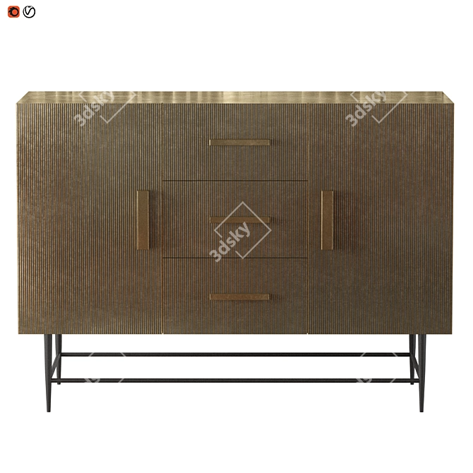 Art Deco Valbruna Sideboard - Gold/Black Old Finish 3D model image 2