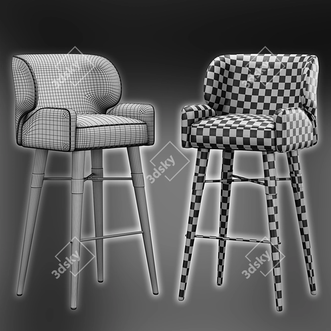 Elegant Louis Bar Stool 3D model image 3