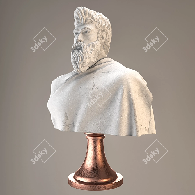 Elegant Roman Bust Sculpture 3D model image 1