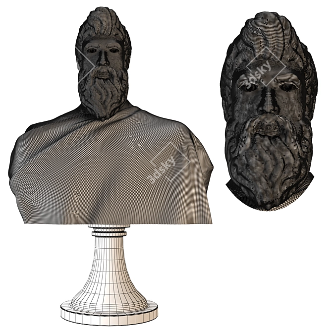 Elegant Roman Bust Sculpture 3D model image 13