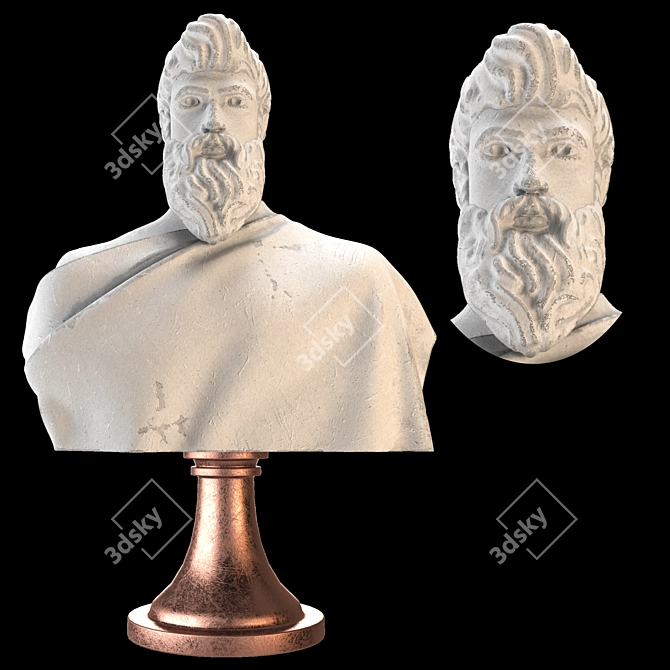 Elegant Roman Bust Sculpture 3D model image 15