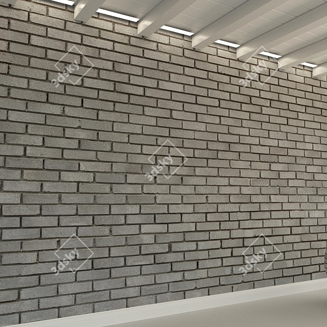 Vintage Brick Wall Texture 3D model image 2