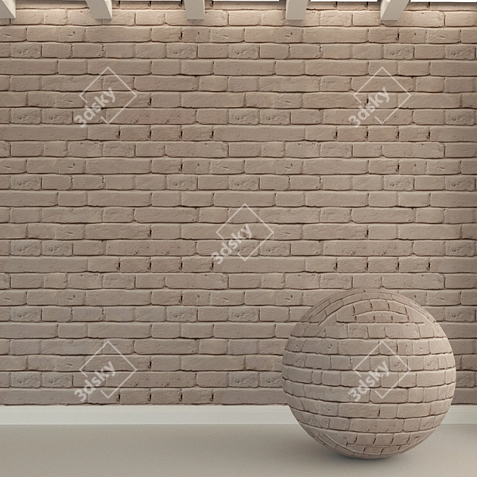 Vintage Brick Wall Texture 3D model image 1