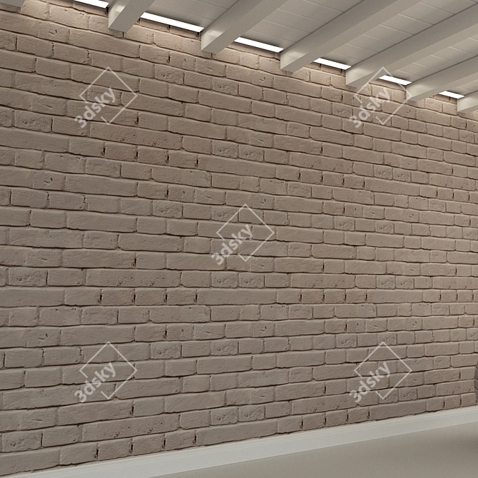 Vintage Brick Wall Texture 3D model image 2