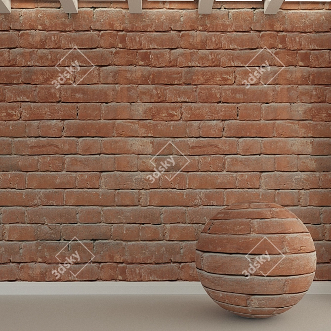 Vintage Brick Wall Tiles - Old-Historic Style 3D model image 1