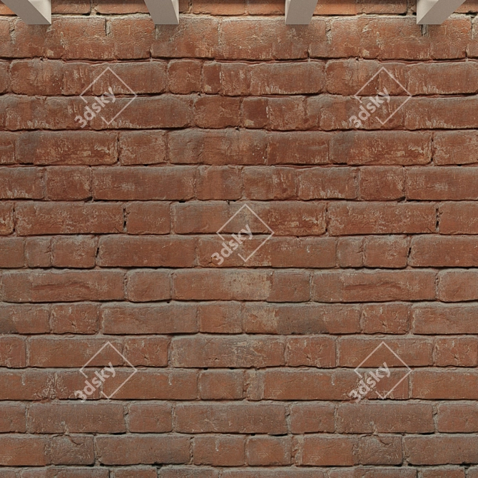 Vintage Brick Wall Tiles - Old-Historic Style 3D model image 2