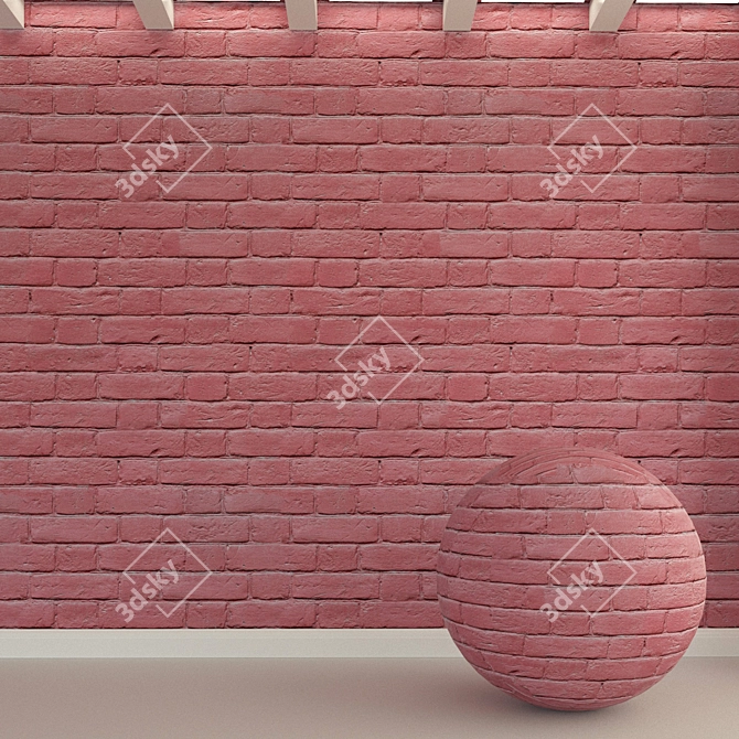 Vintage Brick Wall 3D model image 1