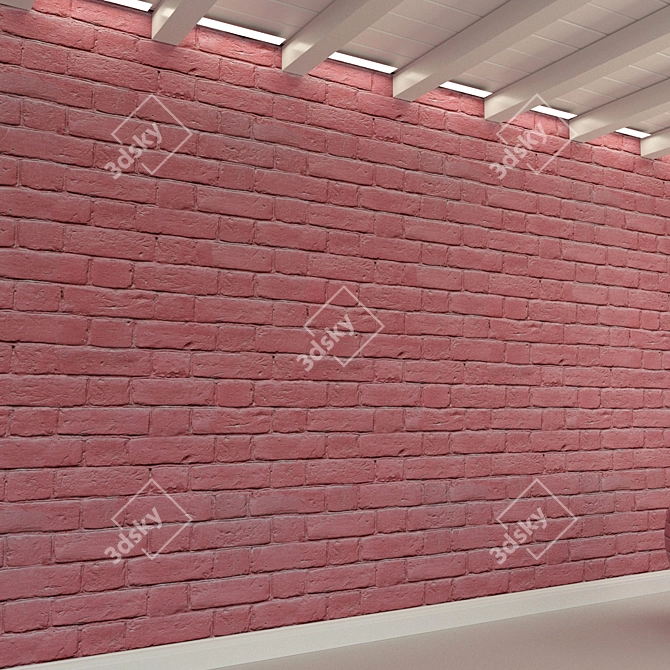 Vintage Brick Wall 3D model image 3