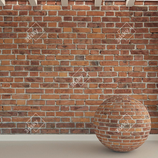 Title: Antique Brick Wall for Loft Retro Designs 3D model image 1