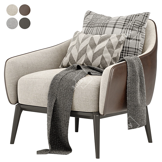 Stylish 1743 Armchair Set: Vray, Corona & Obj Formats 3D model image 1