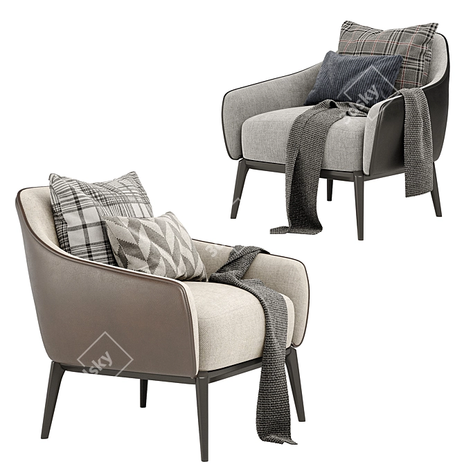 Stylish 1743 Armchair Set: Vray, Corona & Obj Formats 3D model image 3