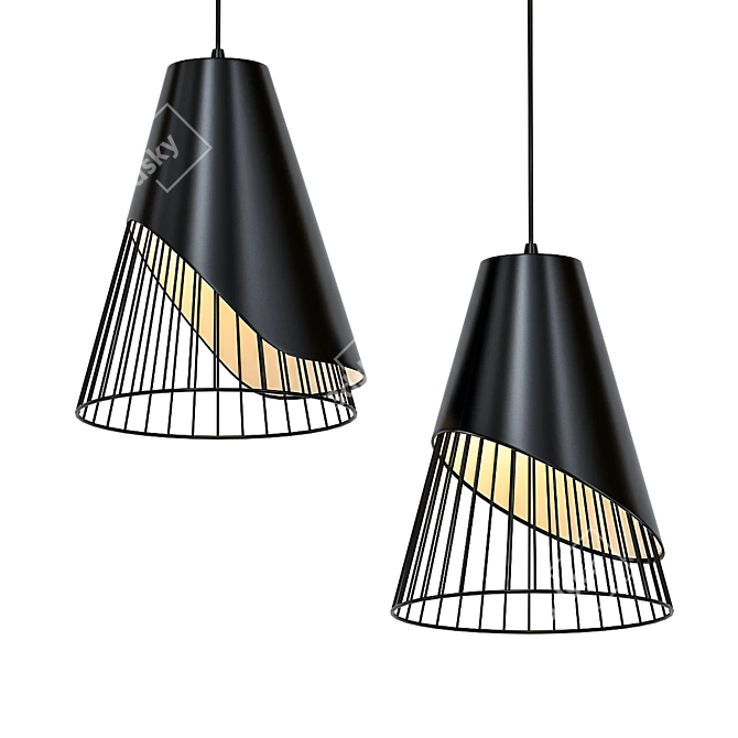 Sleek Conic Pendant Light 3D model image 1