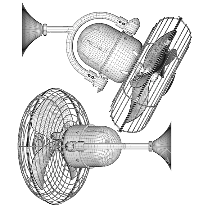 Outdoor Wall Fan with Wall Control 3D model image 7