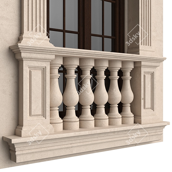 Classic Iron Balconies 3D model image 2