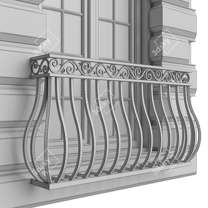 Classic Iron Balconies 3D model image 7
