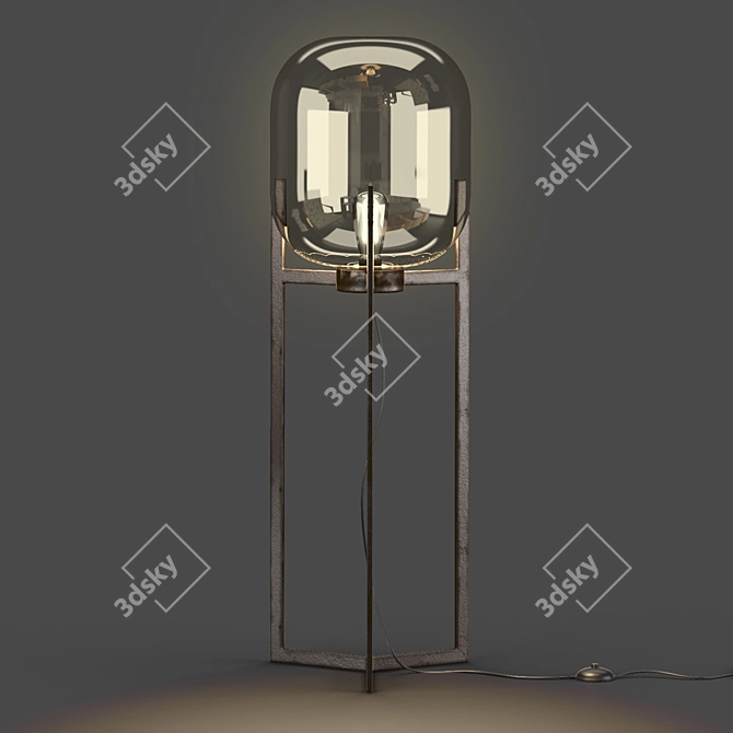 Sleek Steel Sasha Floor Lamp 3D model image 3