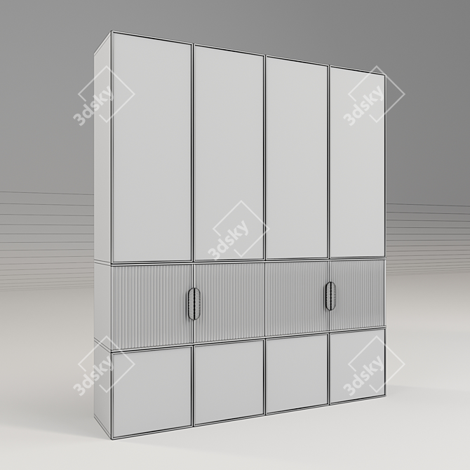 Sleek Modern Wardrobe in 180cm - Premium Design 3D model image 3