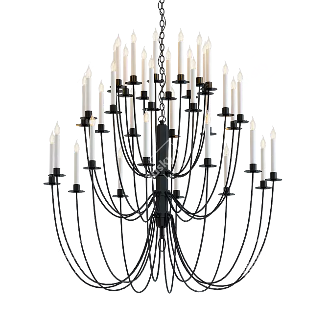 Elegant Erika Three-Tier Chandelier 3D model image 1