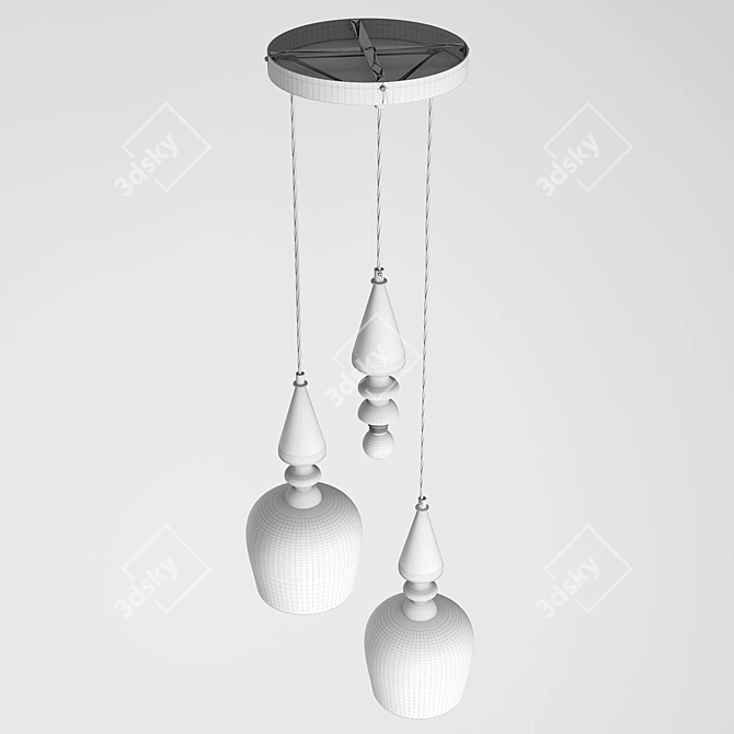 Title: Spindle Shade Glass Cluster Pendant 3D model image 6