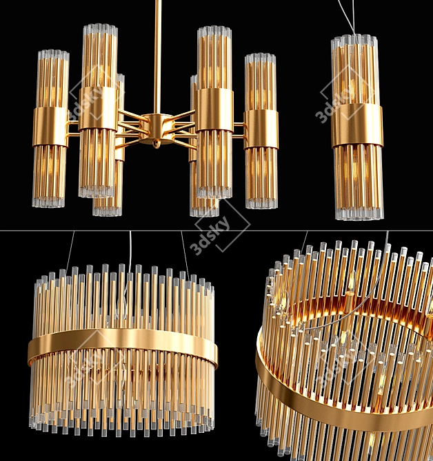 Luxurious Art-Deco Suspended Chandelier 3D model image 1