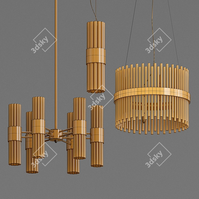 Luxurious Art-Deco Suspended Chandelier 3D model image 3