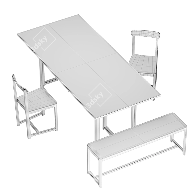 Sleek Seleri Furniture Set: Chair, Bench, and Table 3D model image 2