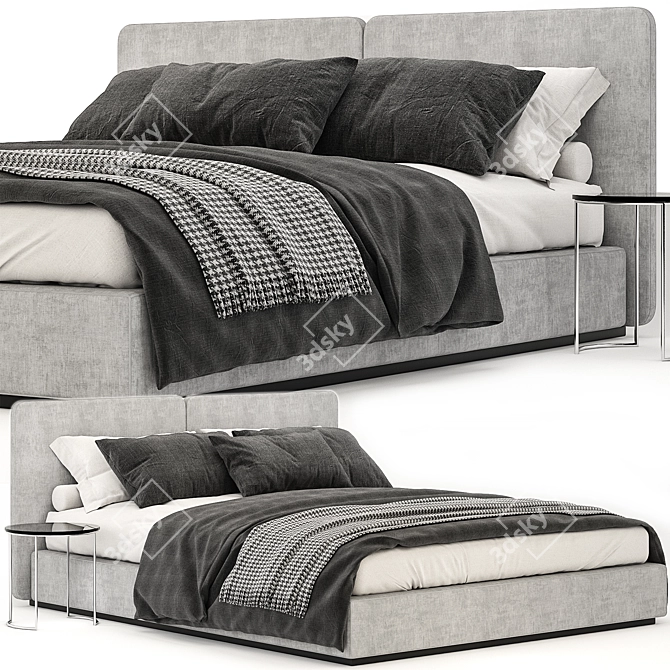 Modern Light Gray Tatlin Bed 3D model image 1