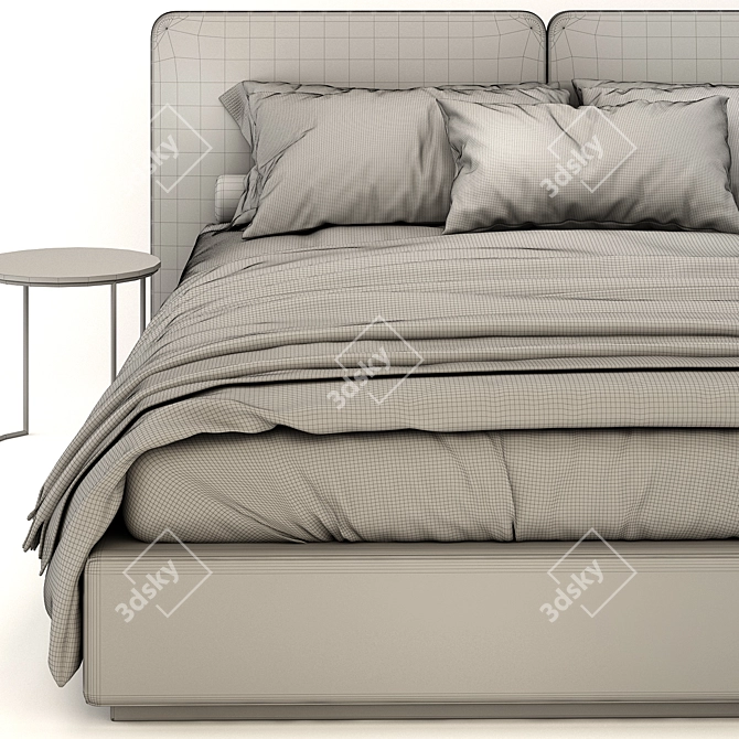Modern Light Gray Tatlin Bed 3D model image 4