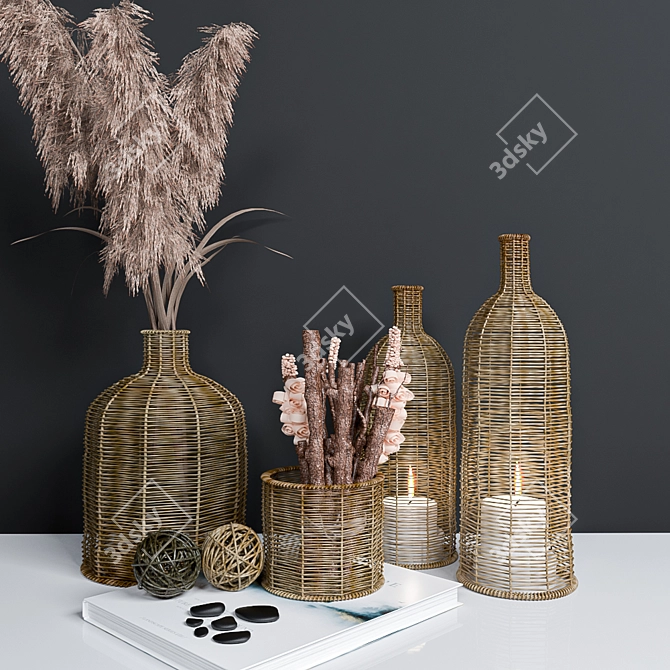 Wicker Decor Set: Vray Material, FBX & OBJ - Material Library 3D model image 1