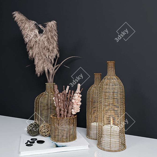 Wicker Decor Set: Vray Material, FBX & OBJ - Material Library 3D model image 2