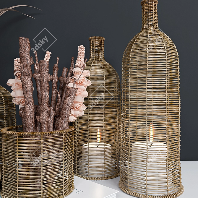 Wicker Decor Set: Vray Material, FBX & OBJ - Material Library 3D model image 3